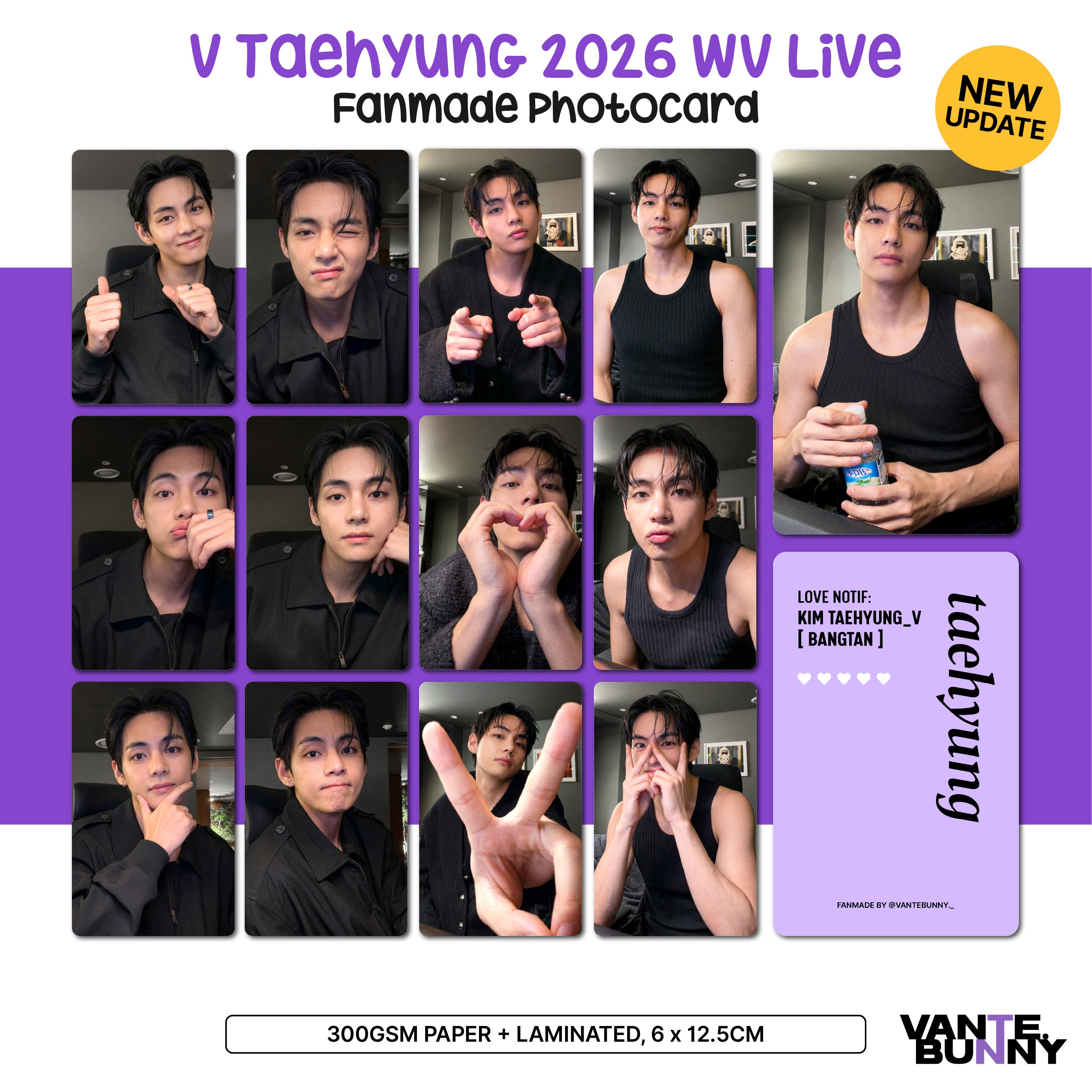 BTS V Taehyung 2026 Weverse Live Fanmade Photocards