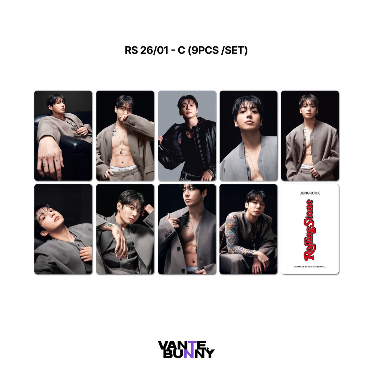 BTS JK Jungkook Rolling Stone Magazine Fanmade Photocards