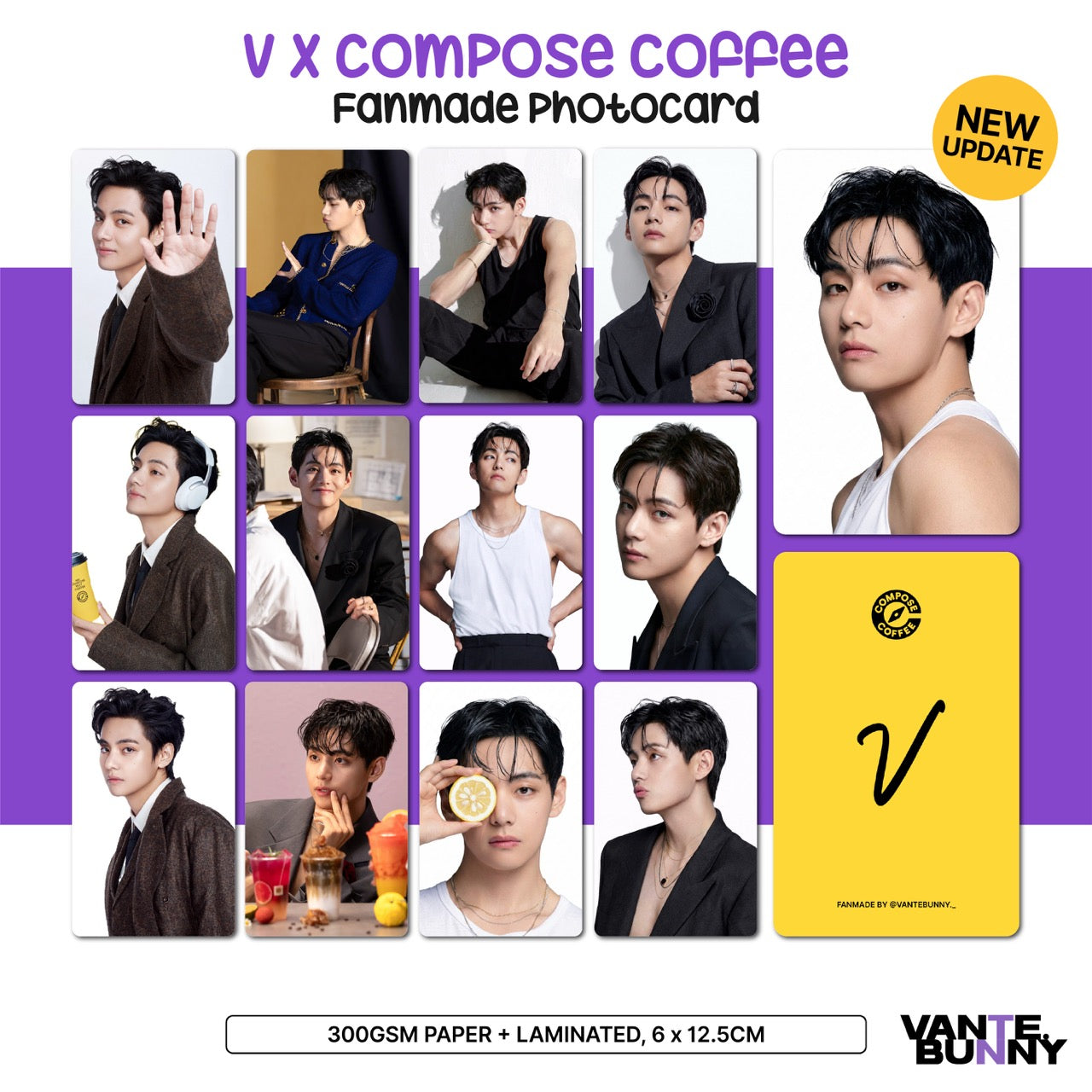BTS V Taehyung x Compose Coffee Fanmade Photocards