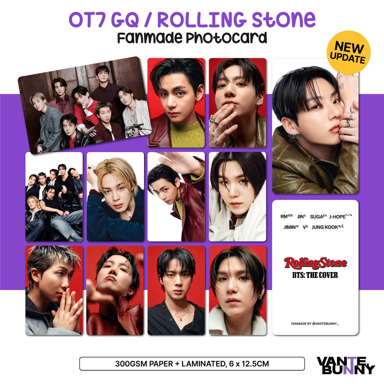 BTS Magazine PC | GQ Korea Rolling Stone Fanmade Photocards