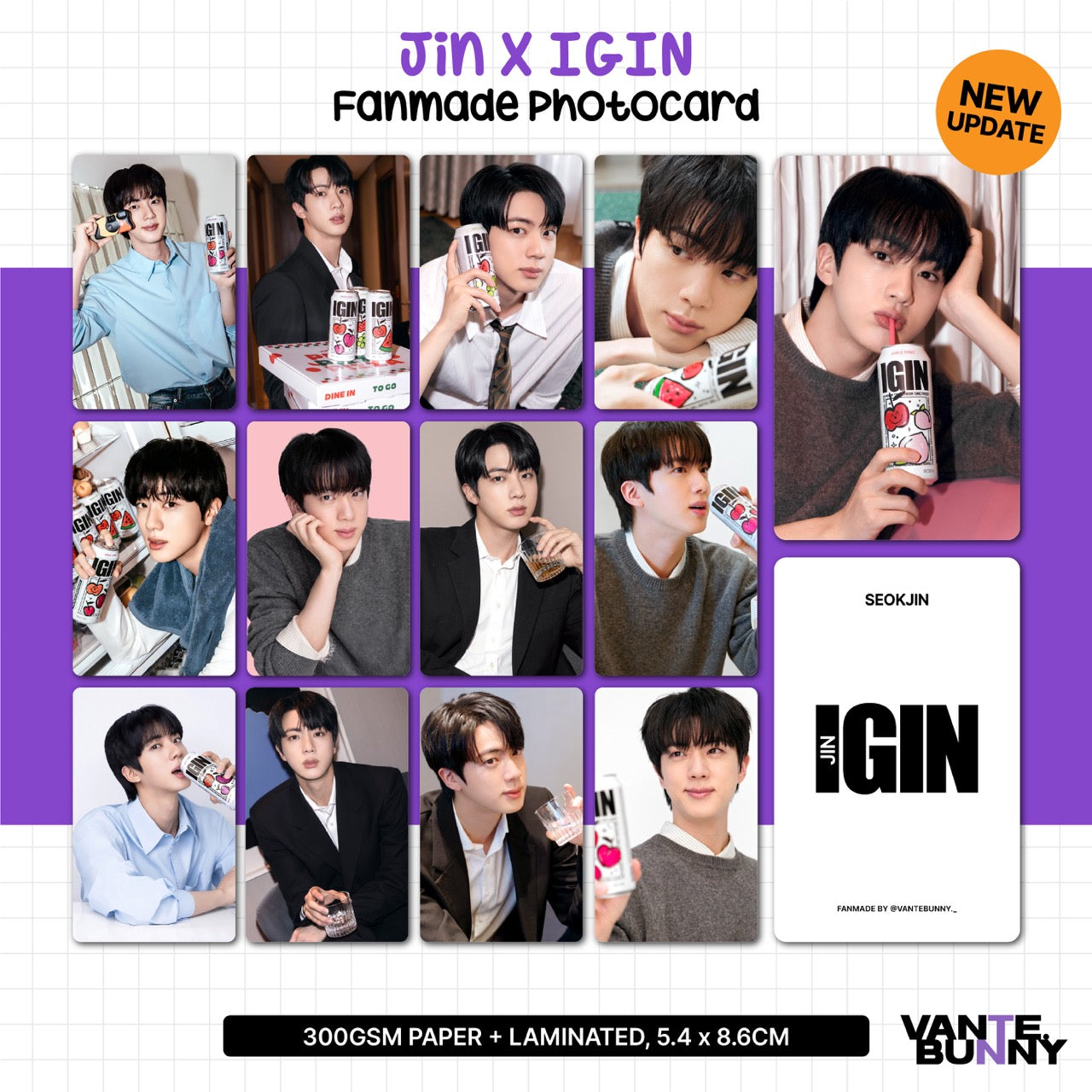 BTS Seokjin Jin IGIN Fanmade Photocards
