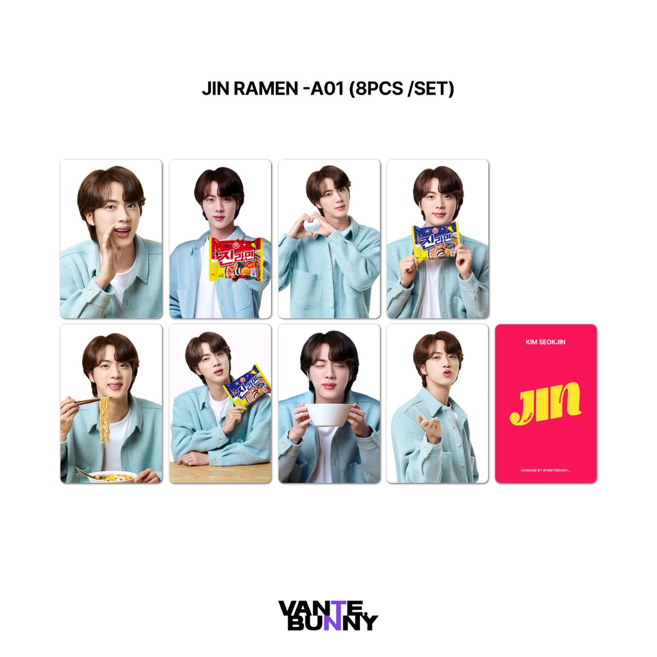 BTS Seokjin Jin Ramen / DW Tuna / IGIN Fanmade Photocards