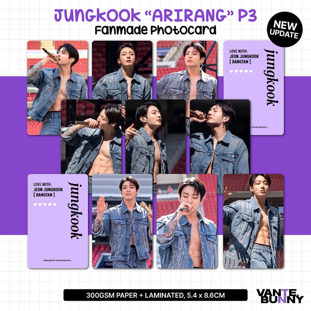 BTS JK Jungkook ARIRANG Part 3 Fanmade Photocards