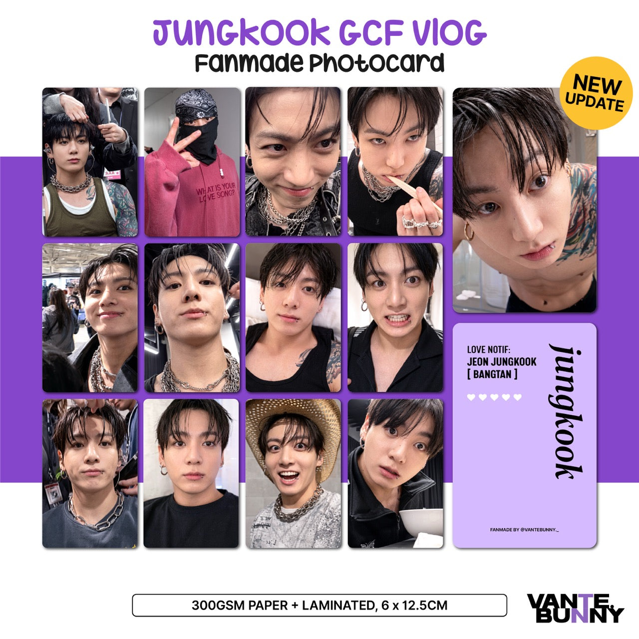 BTS Jungkook GCF Vlog Fanmade Photocards