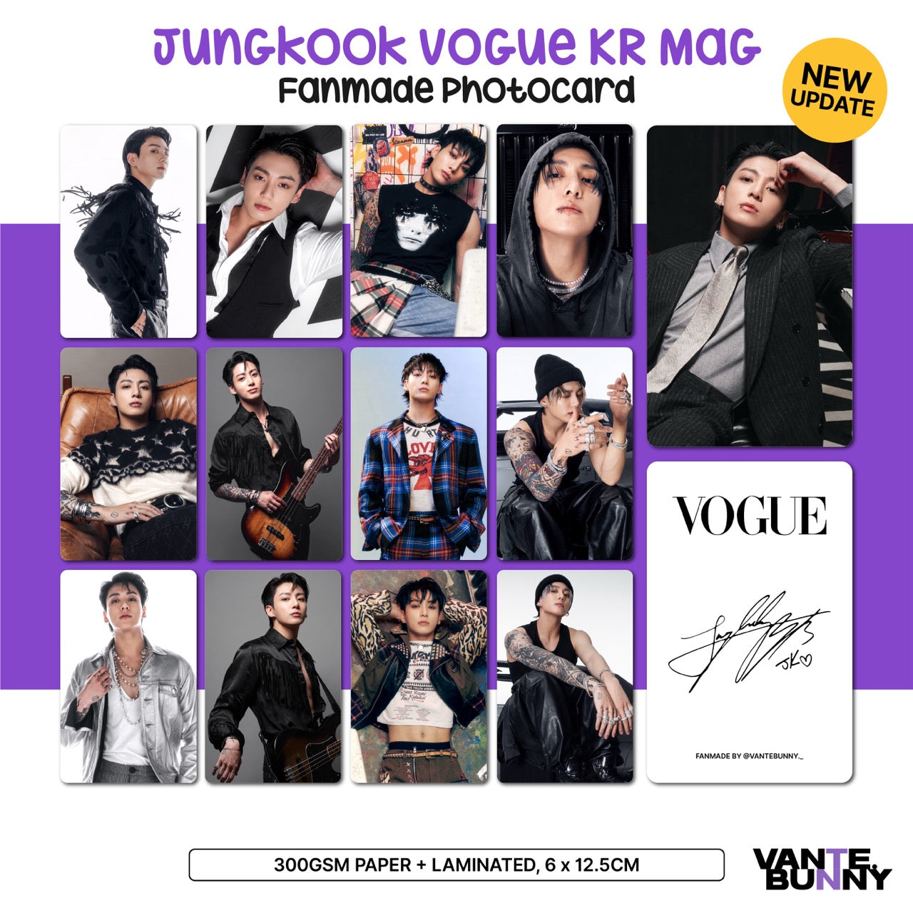BTS JK Jungkook Vogue Korea Magazine Fanmade Photocards