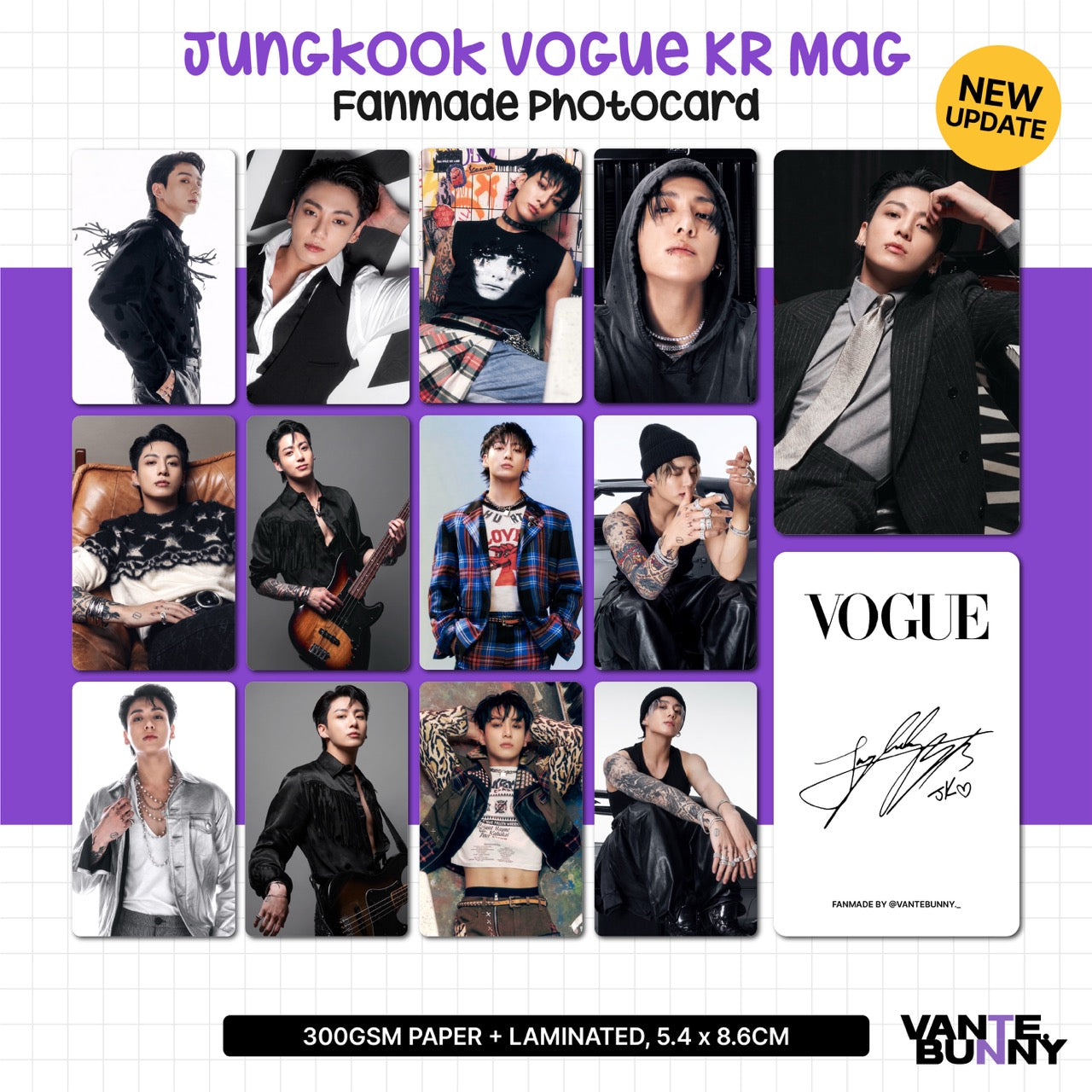 BTS JK Jungkook Vogue Korea Magazine Fanmade Photocards