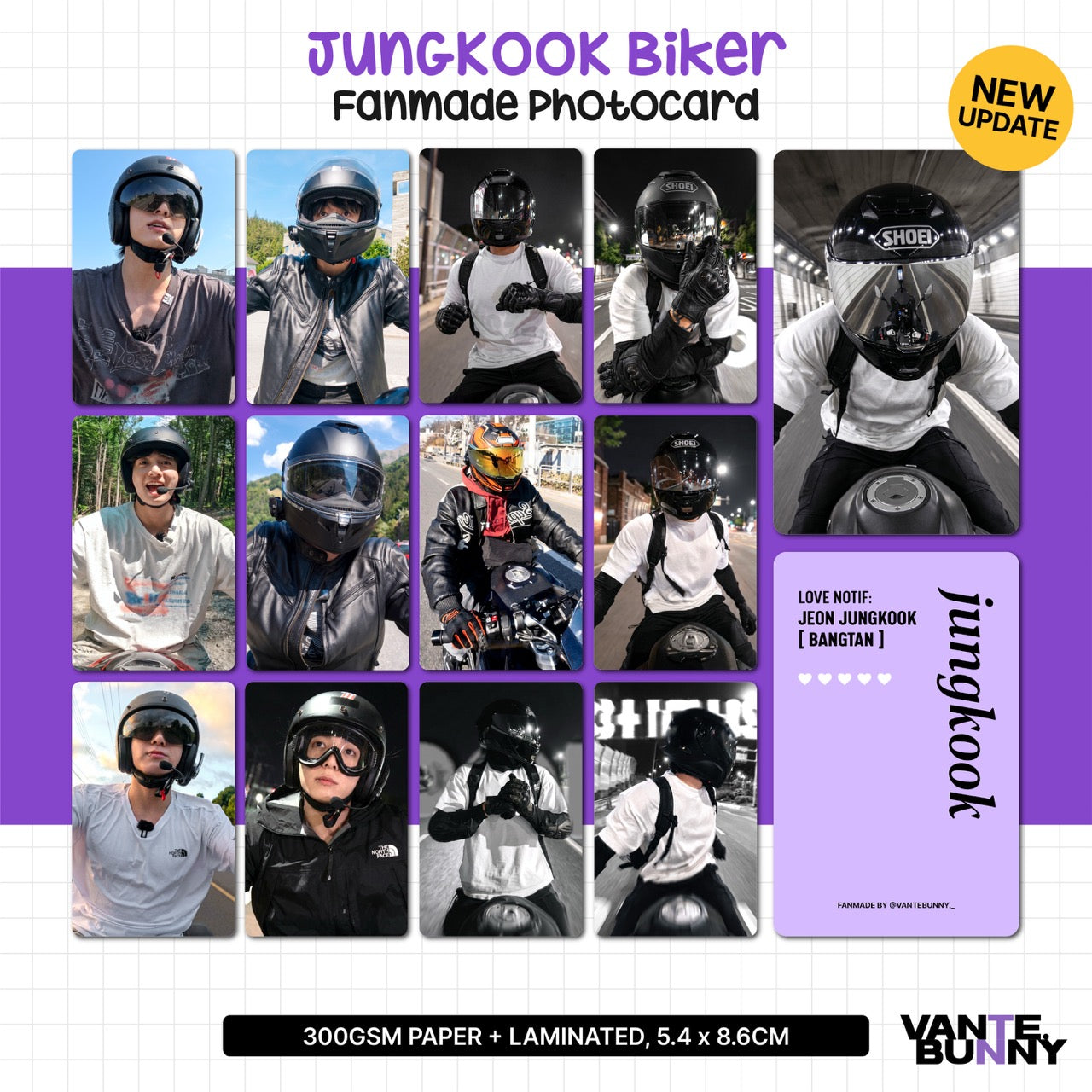 BTS JK Jungkook Biker Hooligan Fanmade Photocards
