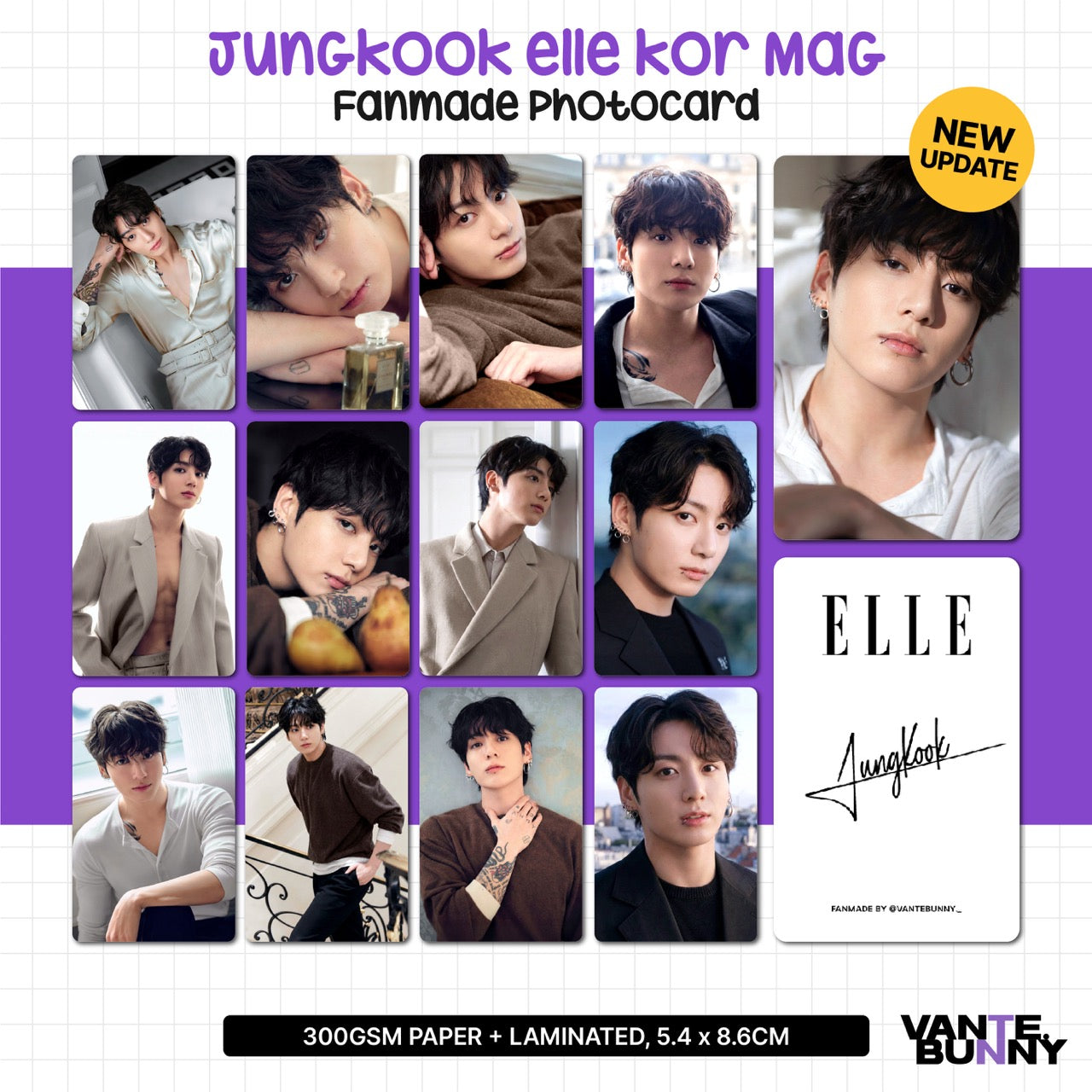 BTS JK Jungkook Elle Korea Magazine Fanmade Photocards