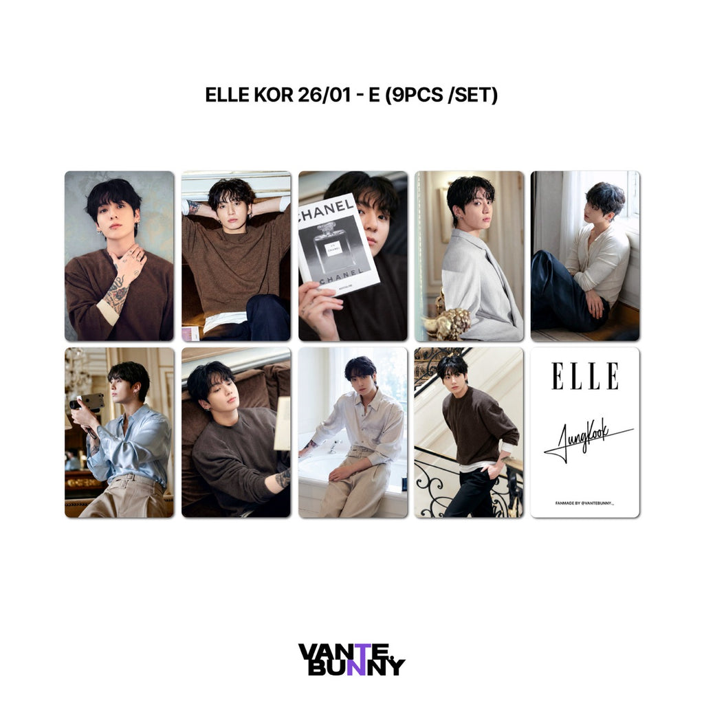 BTS JK Jungkook Elle Korea Magazine Fanmade Photocards