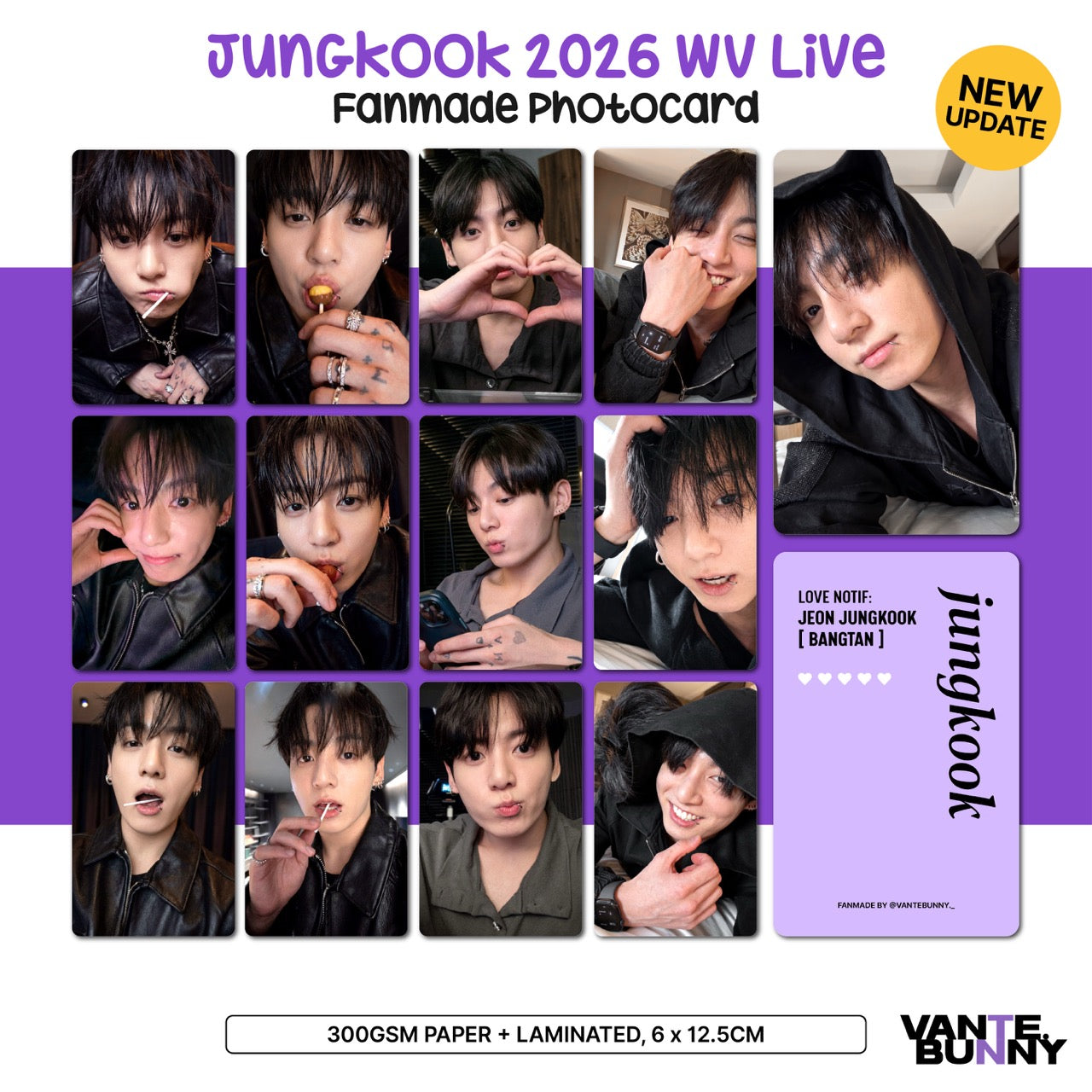 BTS JK Jungkook 2026 WV Live Fanmade Photocards