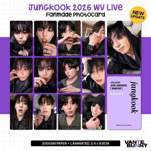 BTS JK Jungkook 2026 WV Live Fanmade Photocards