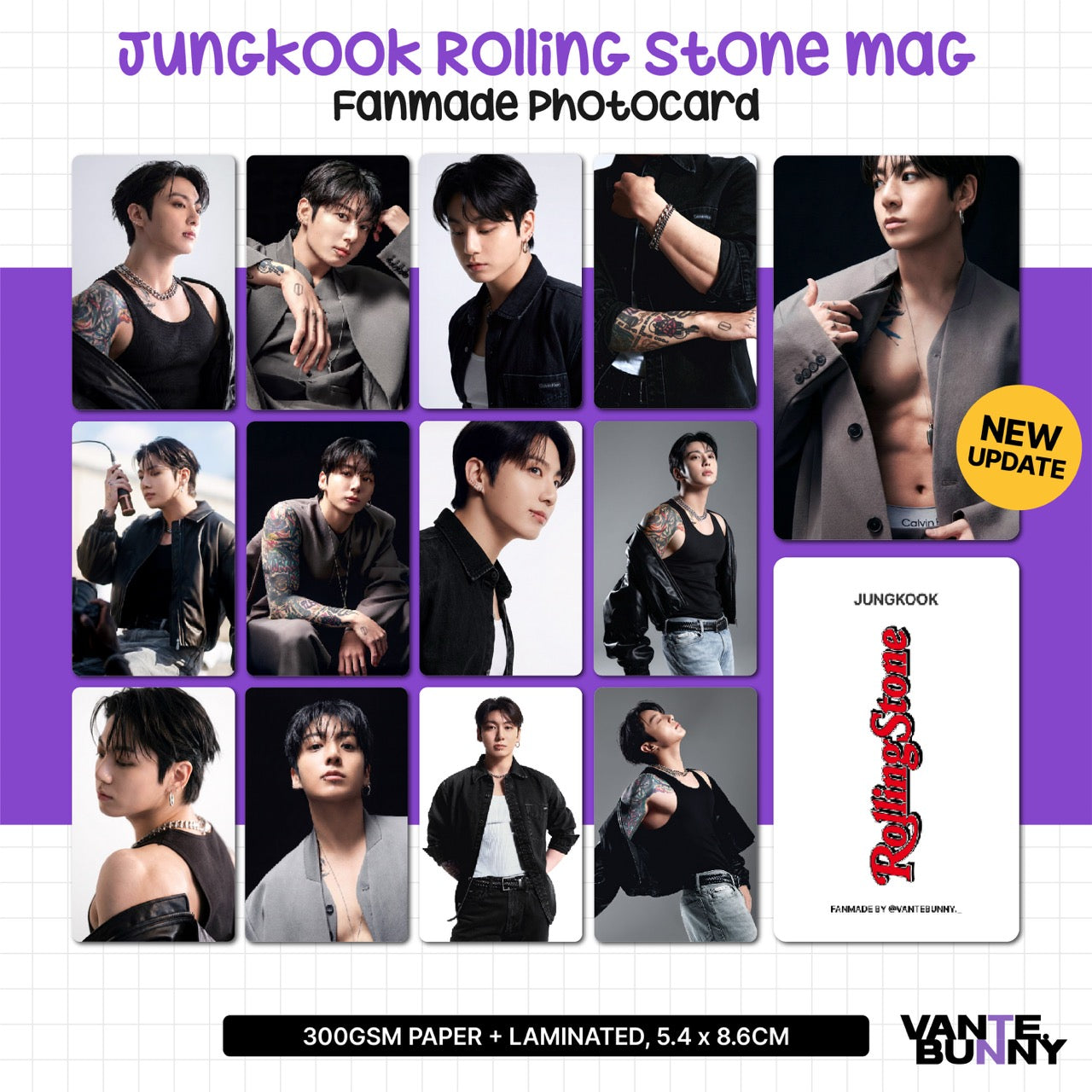 BTS JK Jungkook Rolling Stone Magazine Fanmade Photocards
