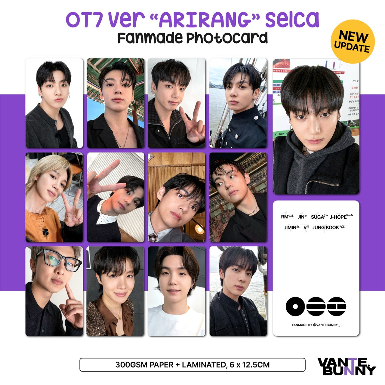 [Group ver] BTS ARIRANG Selca Fanmade Photocards