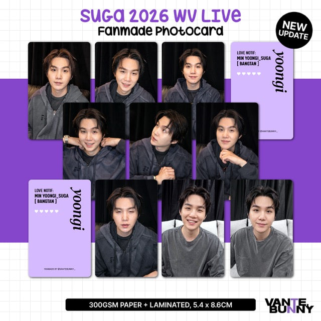 BTS Suga Yoongi 2026 WV Live Fanmade Photocards