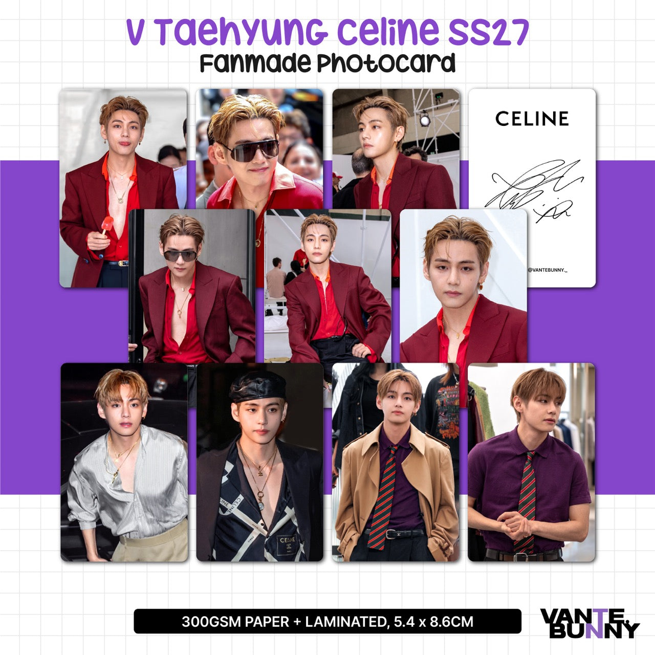 BTS V Taehyung Celine SS27 Fanmade Photocards