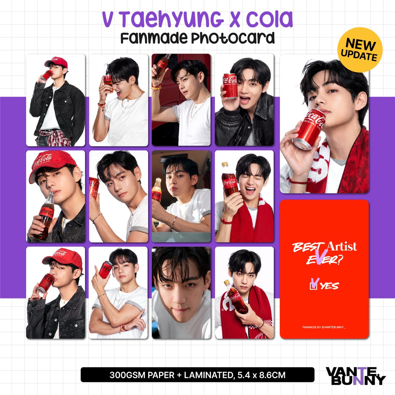 BTS V Taehyung Cola Fanmade Photocards