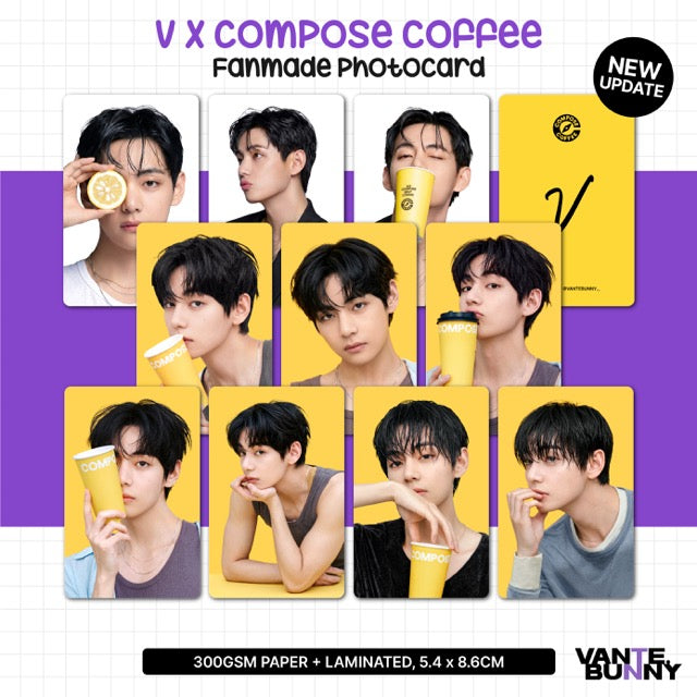 BTS V Taehyung x Compose Coffee Fanmade Photocards
