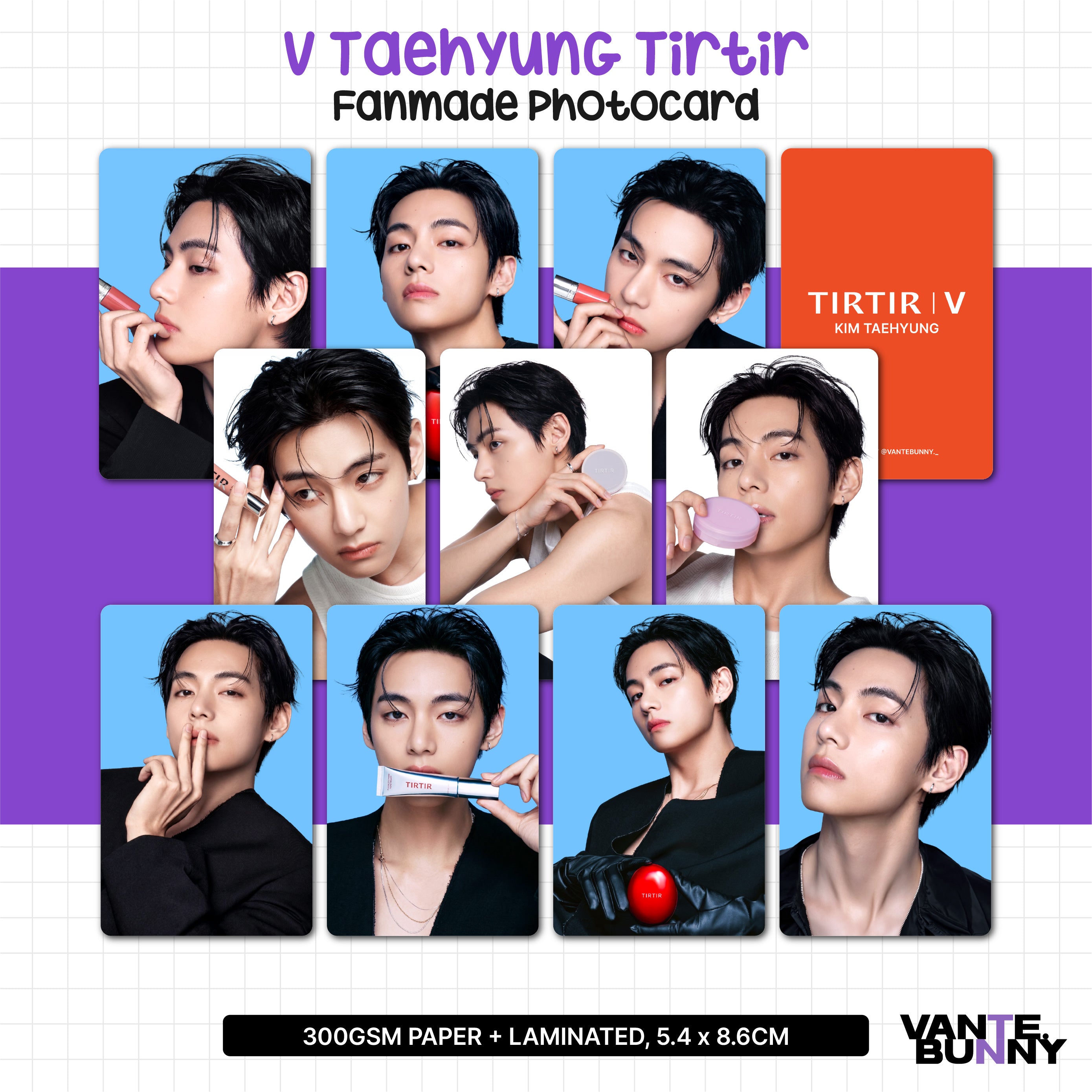 BTS V Taehyung x Tirtir Fanmade Photocards